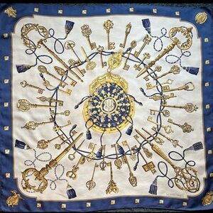 Hermès Les Cles ‘The Keys’ Scarf. By Cathy Latham. 100% Silk. Made in France.